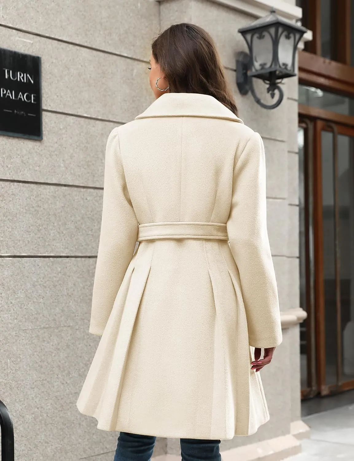 HEEKPEK Womens Wool Blend Trench Coat Slim Double Breasted Notch Lapel Pea Coat Thick A Line Jacket with Pockets(S-XXL)