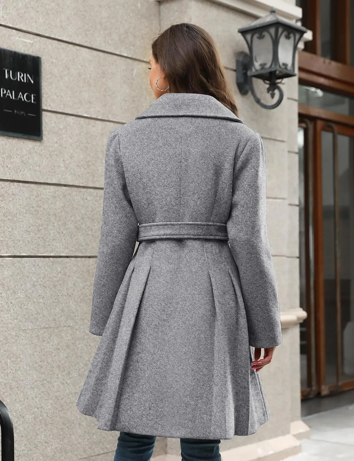HEEKPEK Womens Wool Blend Trench Coat Slim Double Breasted Notch Lapel Pea Coat Thick A Line Jacket with Pockets(S-XXL)