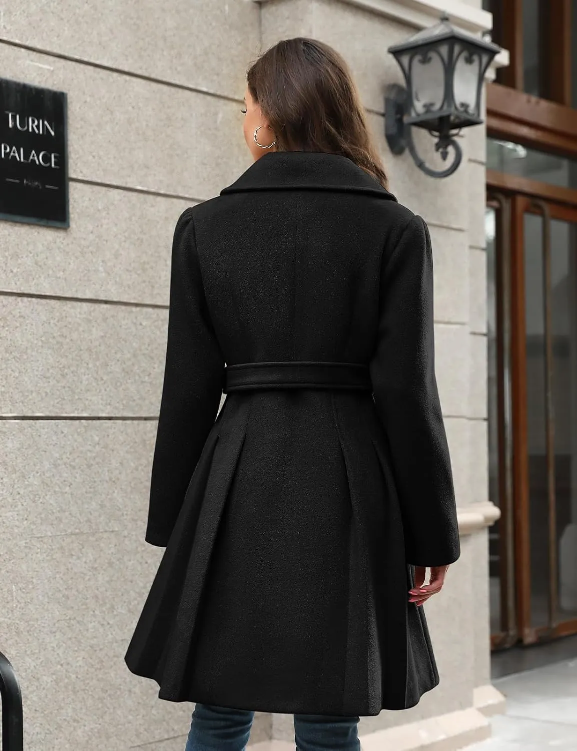 HEEKPEK Womens Wool Blend Trench Coat Slim Double Breasted Notch Lapel Pea Coat Thick A Line Jacket with Pockets(S-XXL)