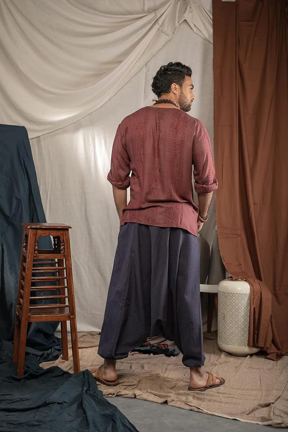 Hippie Music Festival Outfits for Men, Loose Baggy Yoga Harem Pants, Rave Party Dance Pants