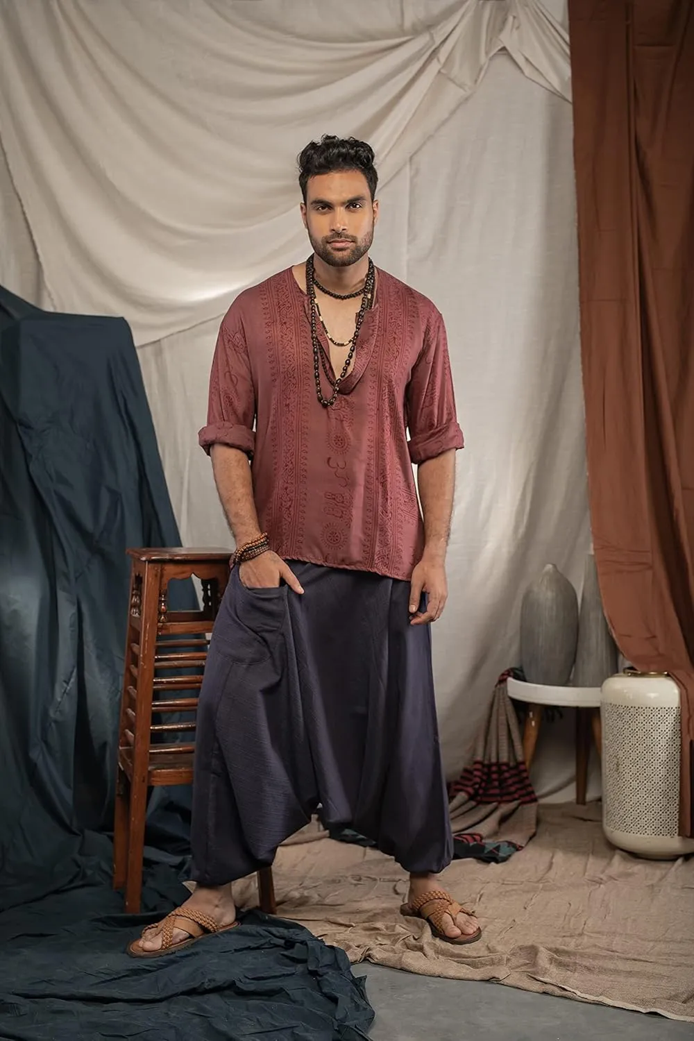 Hippie Music Festival Outfits for Men, Loose Baggy Yoga Harem Pants, Rave Party Dance Pants