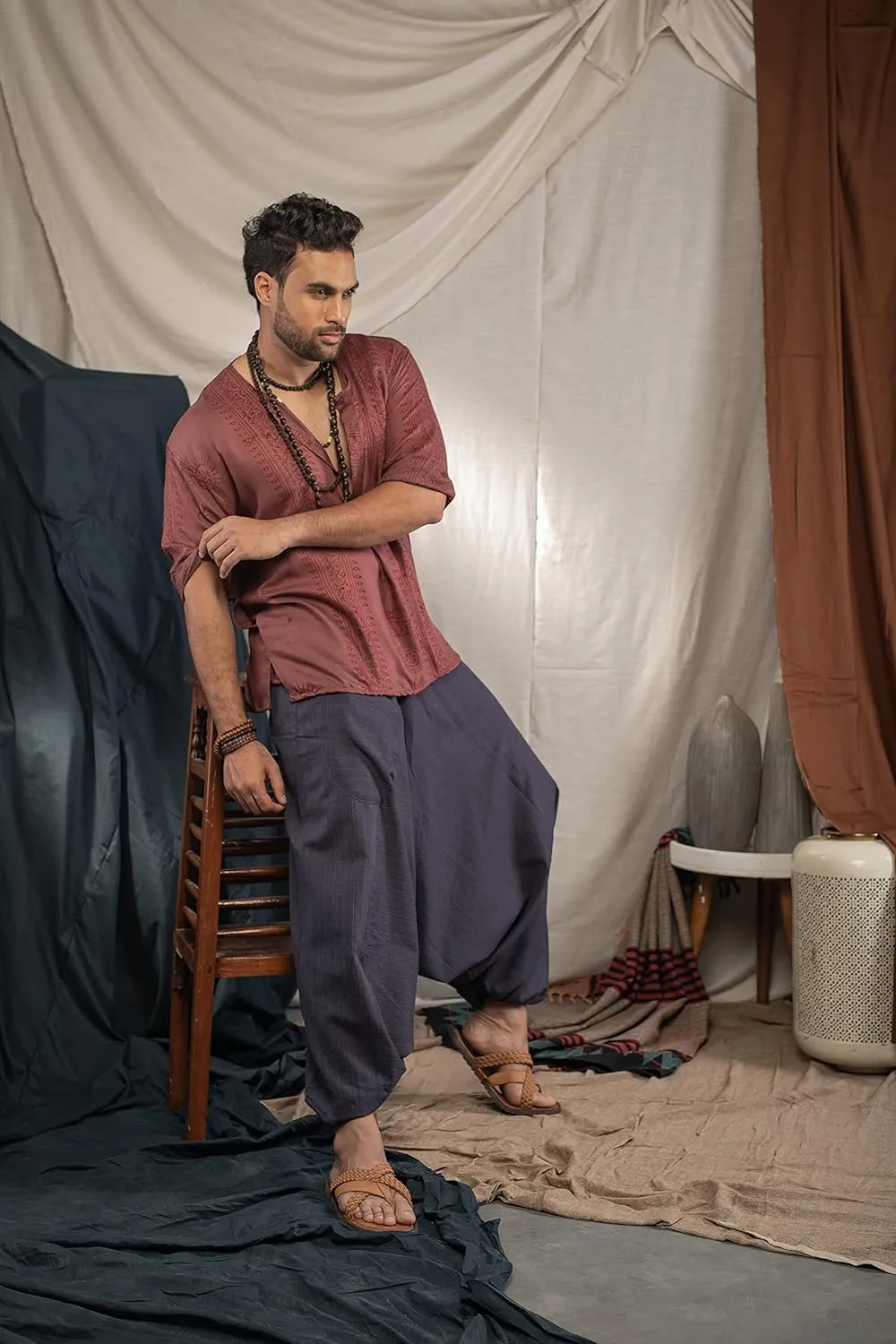 Hippie Music Festival Outfits for Men, Loose Baggy Yoga Harem Pants, Rave Party Dance Pants