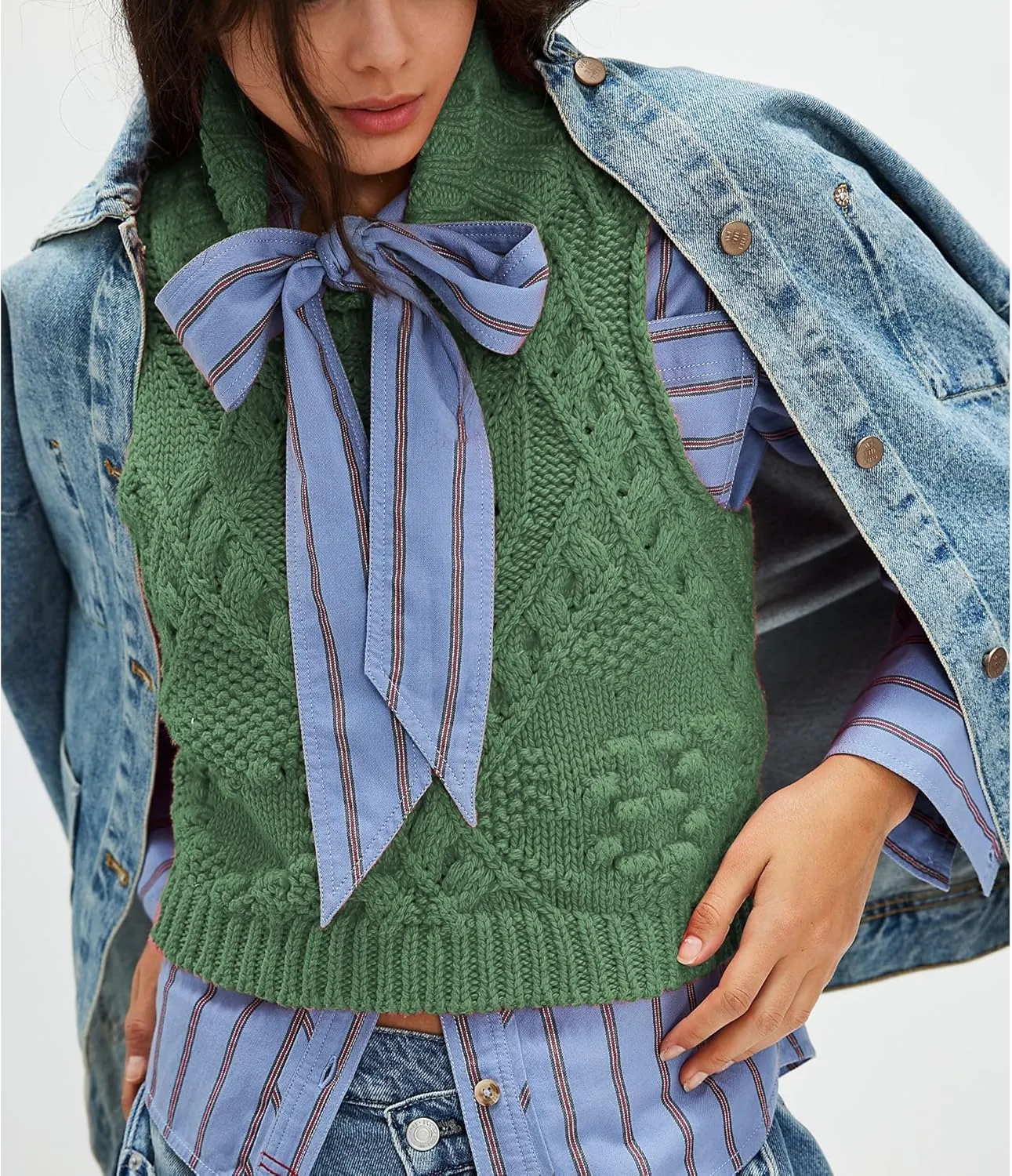 Hixiaohe Turtleneck Crochet Sweater Vest Fall Fashion Knit Sleeveless Tank Tops for Women Lightweight Casual Pullover Clothes