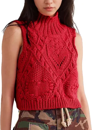 Hixiaohe Turtleneck Crochet Sweater Vest Fall Fashion Knit Sleeveless Tank Tops for Women Lightweight Casual Pullover Clothes