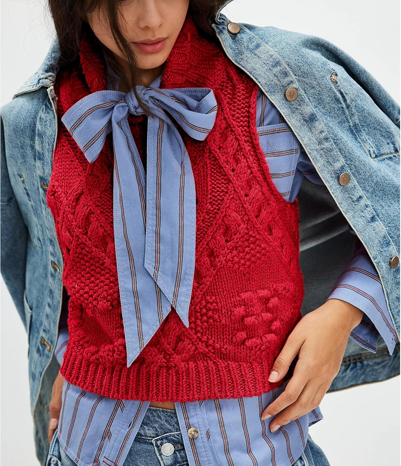 Hixiaohe Turtleneck Crochet Sweater Vest Fall Fashion Knit Sleeveless Tank Tops for Women Lightweight Casual Pullover Clothes