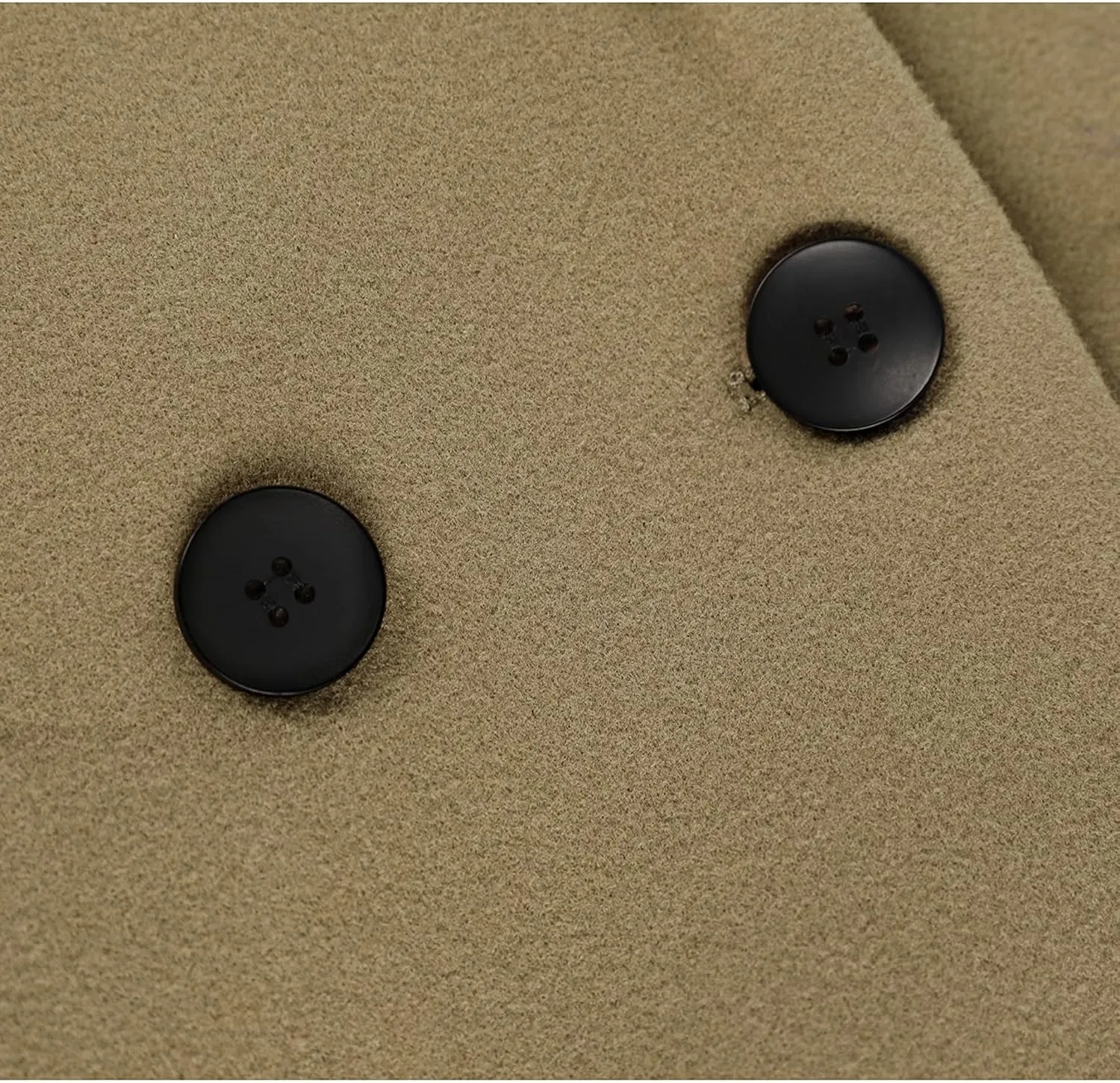 Hooever Women's Winter Wool Coat Casual Notch Lapel Single-Breasted Peacoat