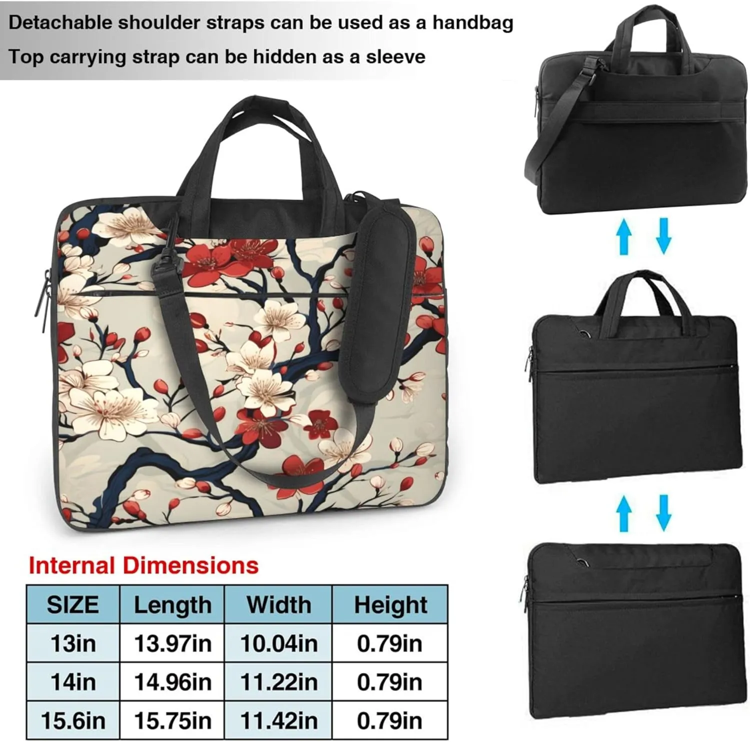 Japan Cherry Blossoms Flowers Laptop Shoulder Bag Laptop Sleeve Case Durable Computer Bag