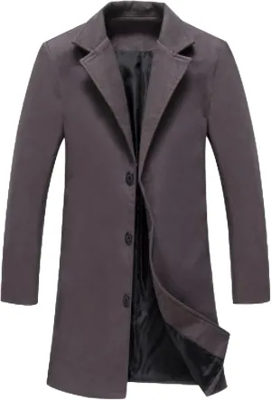 JEShifangjiusu Men'S Trench Coat Long Wool Coat Winter Classic Overcoat Top Pea Coat Casual Business Cotton Blend Jacket