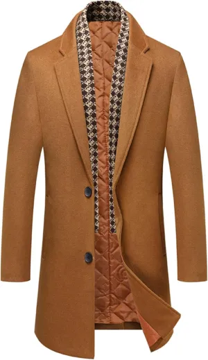 JEShifangjiusu Men'S Trench Coat Long Wool Coat Winter Classic Overcoat Top Pea Coat Slim Fit Business Down Puffer Jacket