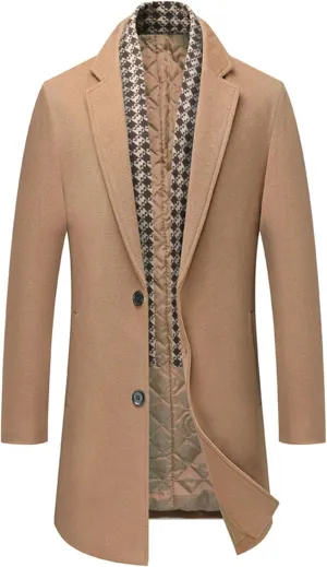 JEShifangjiusu Men'S Trench Coat Long Wool Coat Winter Classic Overcoat Top Pea Coat Slim Fit Business Down Puffer Jacket