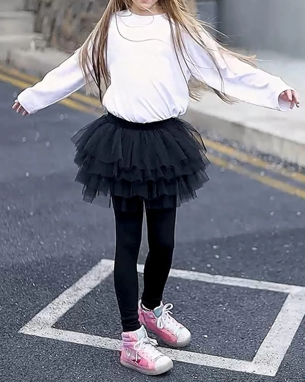 JOCMIC Toddler Girls Tutu Skirt Leggings Pant with Ruffle Kids Footless Culotte