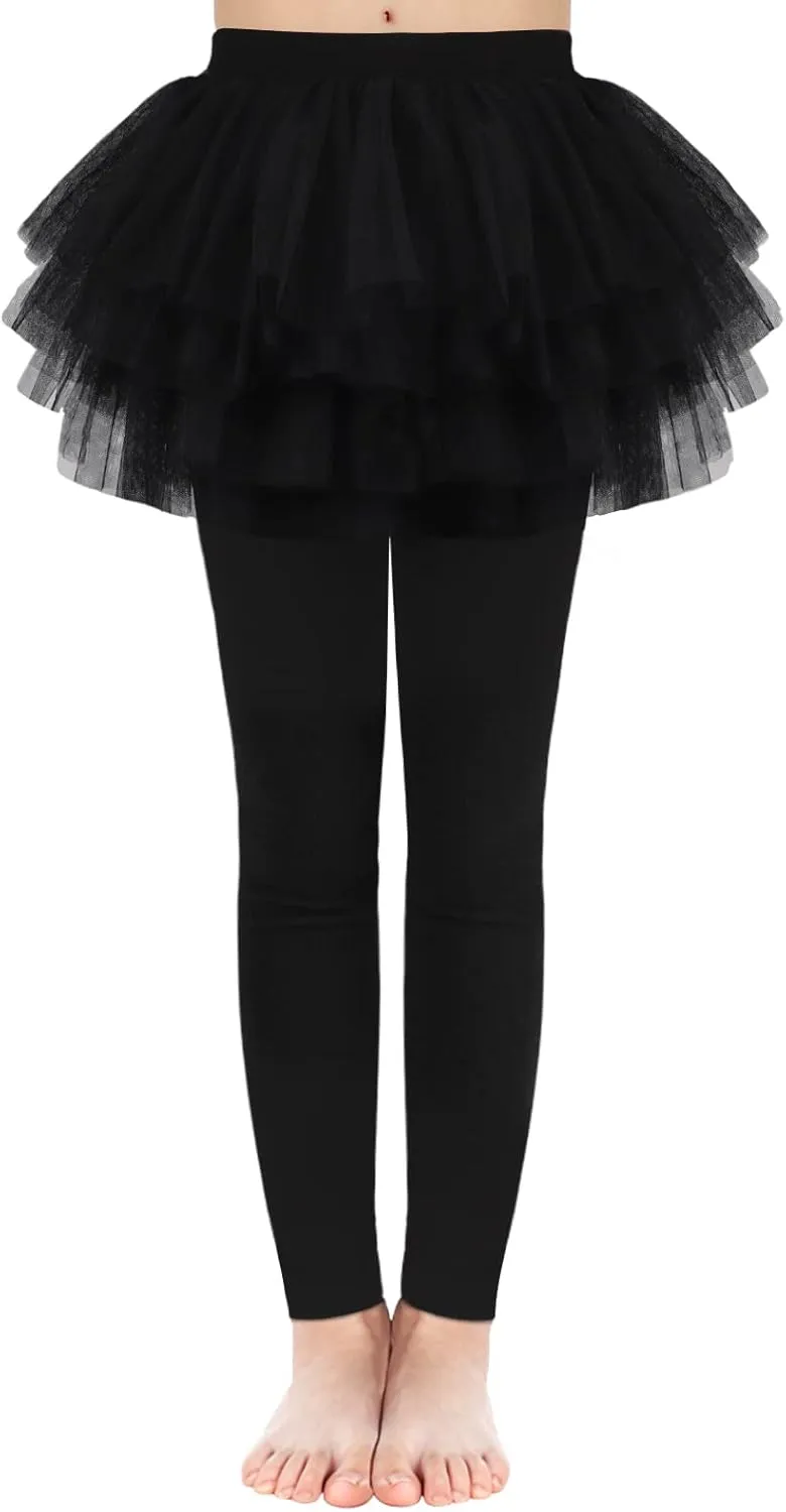 JOCMIC Toddler Girls Tutu Skirt Leggings Pant with Ruffle Kids Footless Culotte