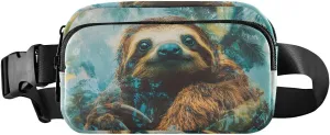 Jungle Sloth Fanny Pack Water Resistant Waist Pack Sling Bag Purse for Women Men Travel Hiking
