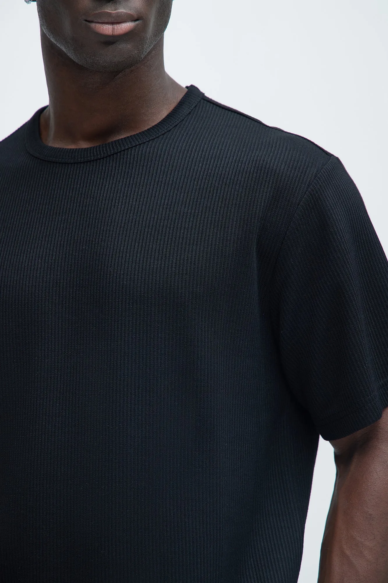 Kalel Textured Relaxed Short Sleeve Tee - Black