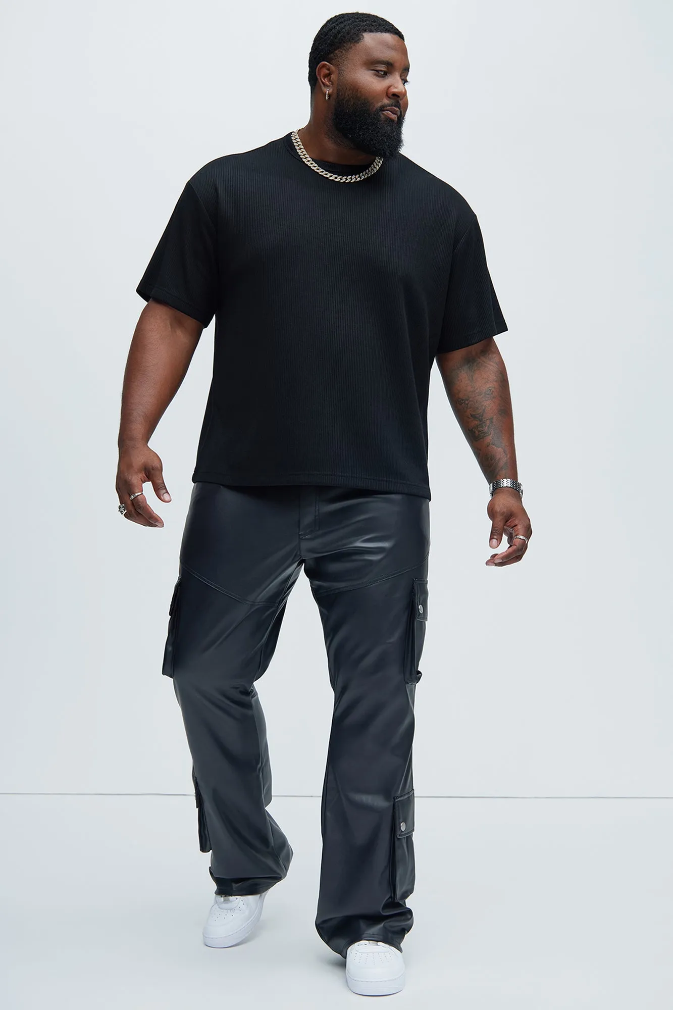 Kalel Textured Relaxed Short Sleeve Tee - Black