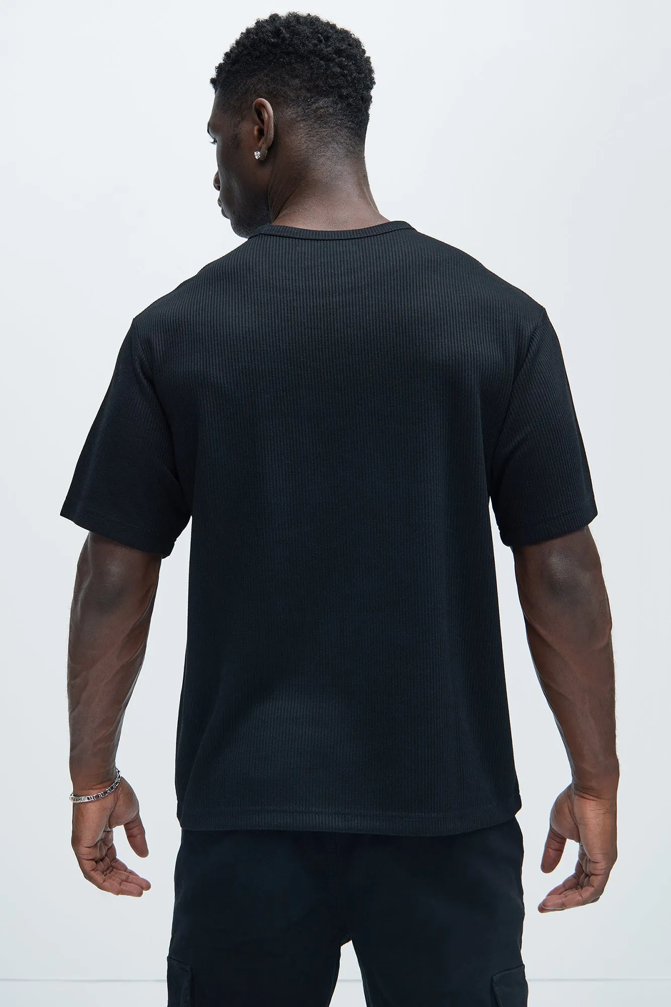 Kalel Textured Relaxed Short Sleeve Tee - Black