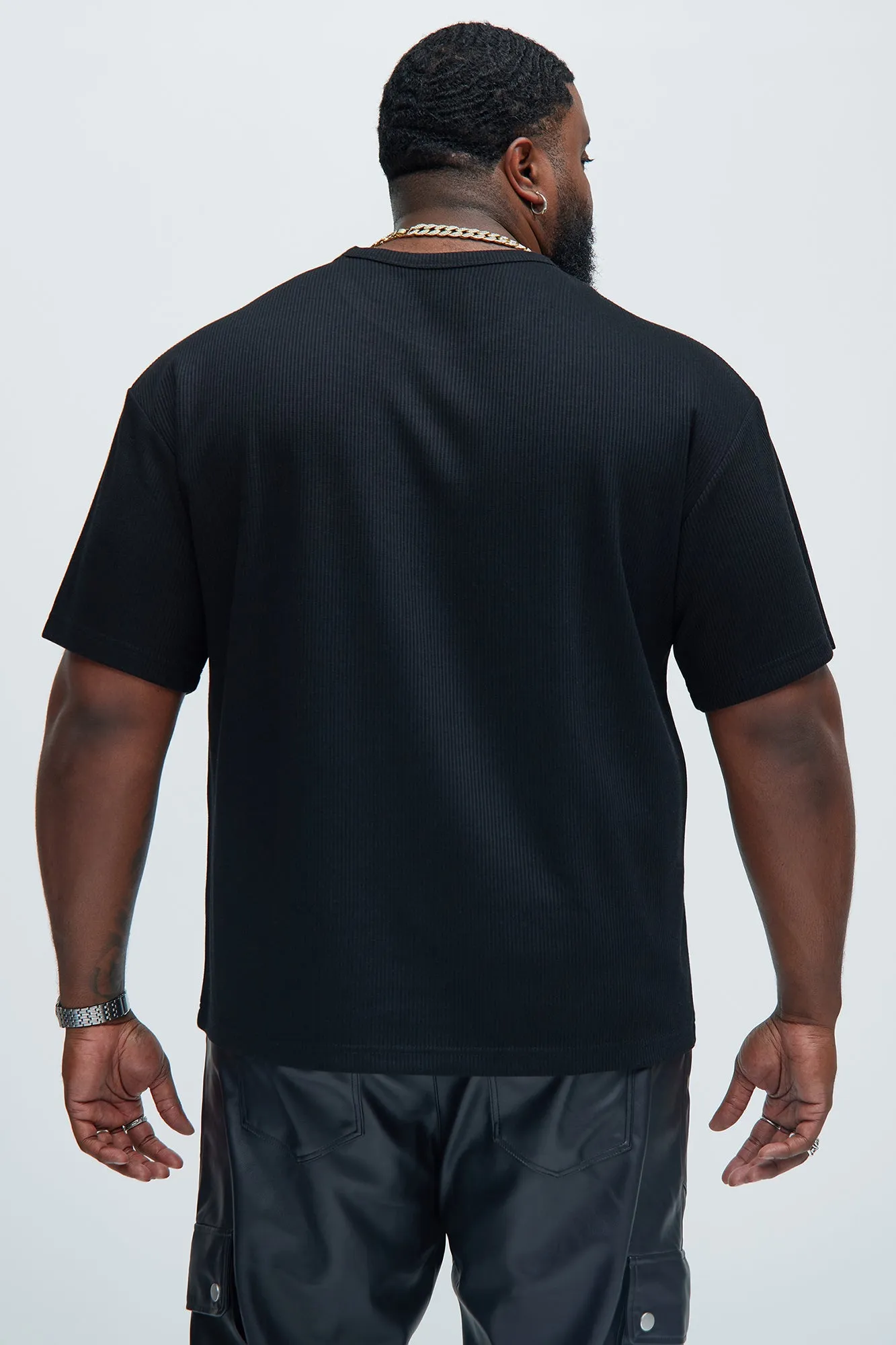 Kalel Textured Relaxed Short Sleeve Tee - Black
