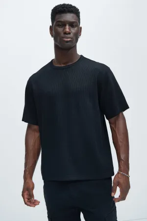 Kalel Textured Relaxed Short Sleeve Tee - Black