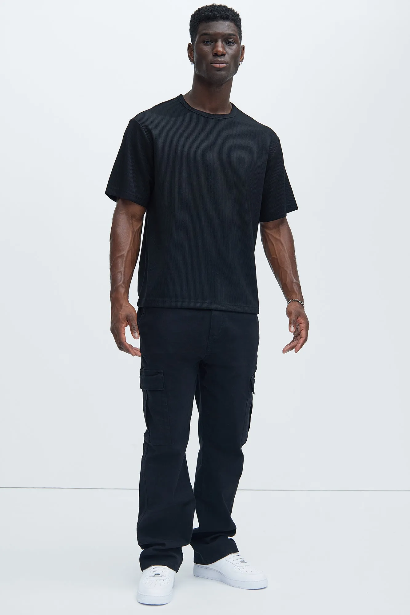 Kalel Textured Relaxed Short Sleeve Tee - Black