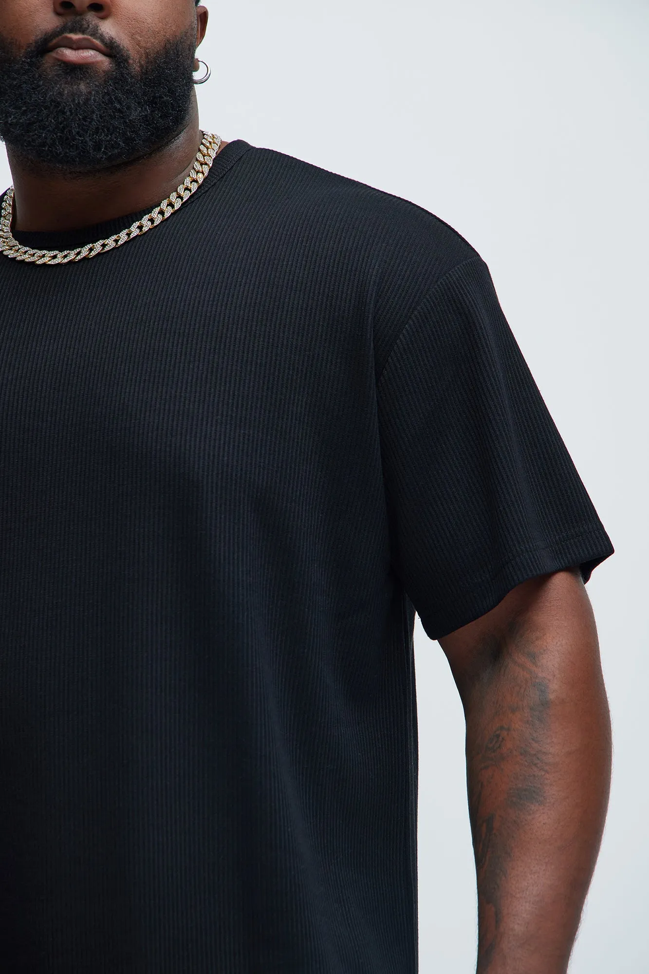 Kalel Textured Relaxed Short Sleeve Tee - Black