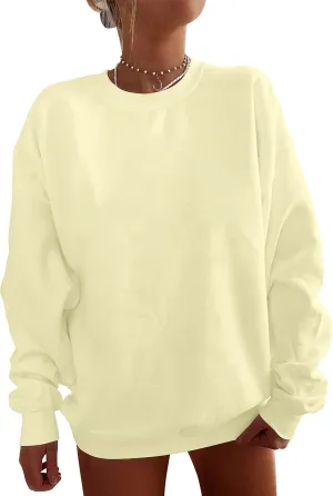 Kaximil Women's Oversized Sweatshirts Fleece Long Sleeve Crewneck Casual Pullover Tops