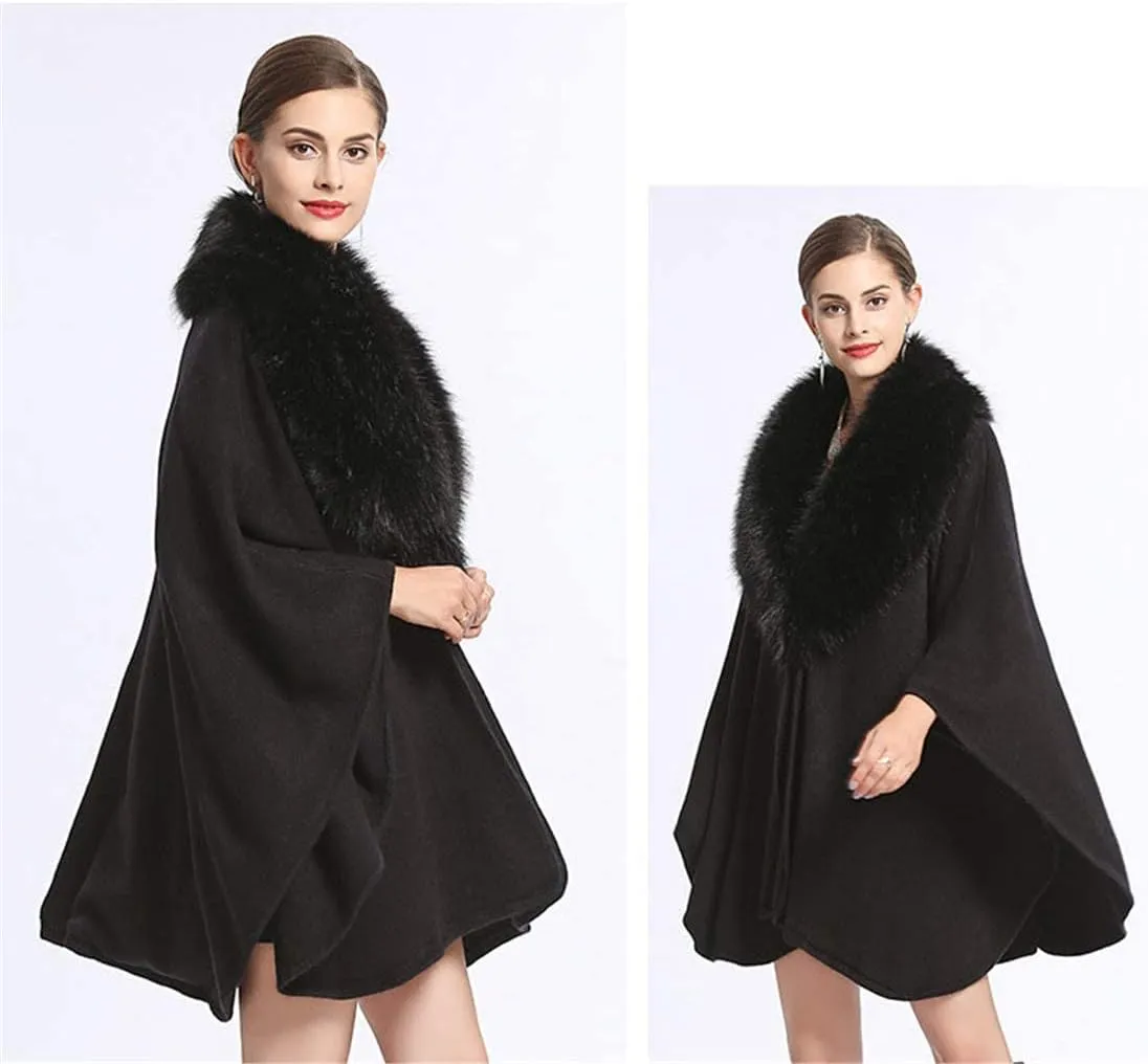 Kelaixiang Women Bridal Faux Fur Shawl Wrap Cloak Coat Cape Knitted Plus Size Sweater