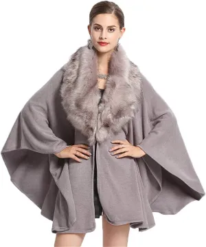 Kelaixiang Women Bridal Faux Fur Shawl Wrap Cloak Coat Cape Knitted Plus Size Sweater