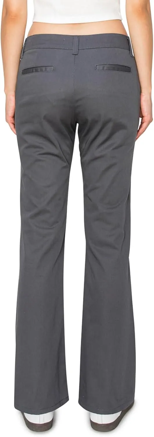 KHAKI & BLUE Women's Work Pants  Low Rise Flared Leg Bootcut Casual Trousers with Pockets