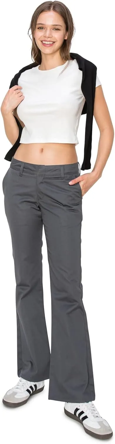 KHAKI & BLUE Women's Work Pants  Low Rise Flared Leg Bootcut Casual Trousers with Pockets