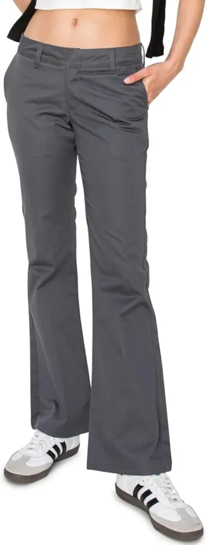 KHAKI & BLUE Women's Work Pants  Low Rise Flared Leg Bootcut Casual Trousers with Pockets