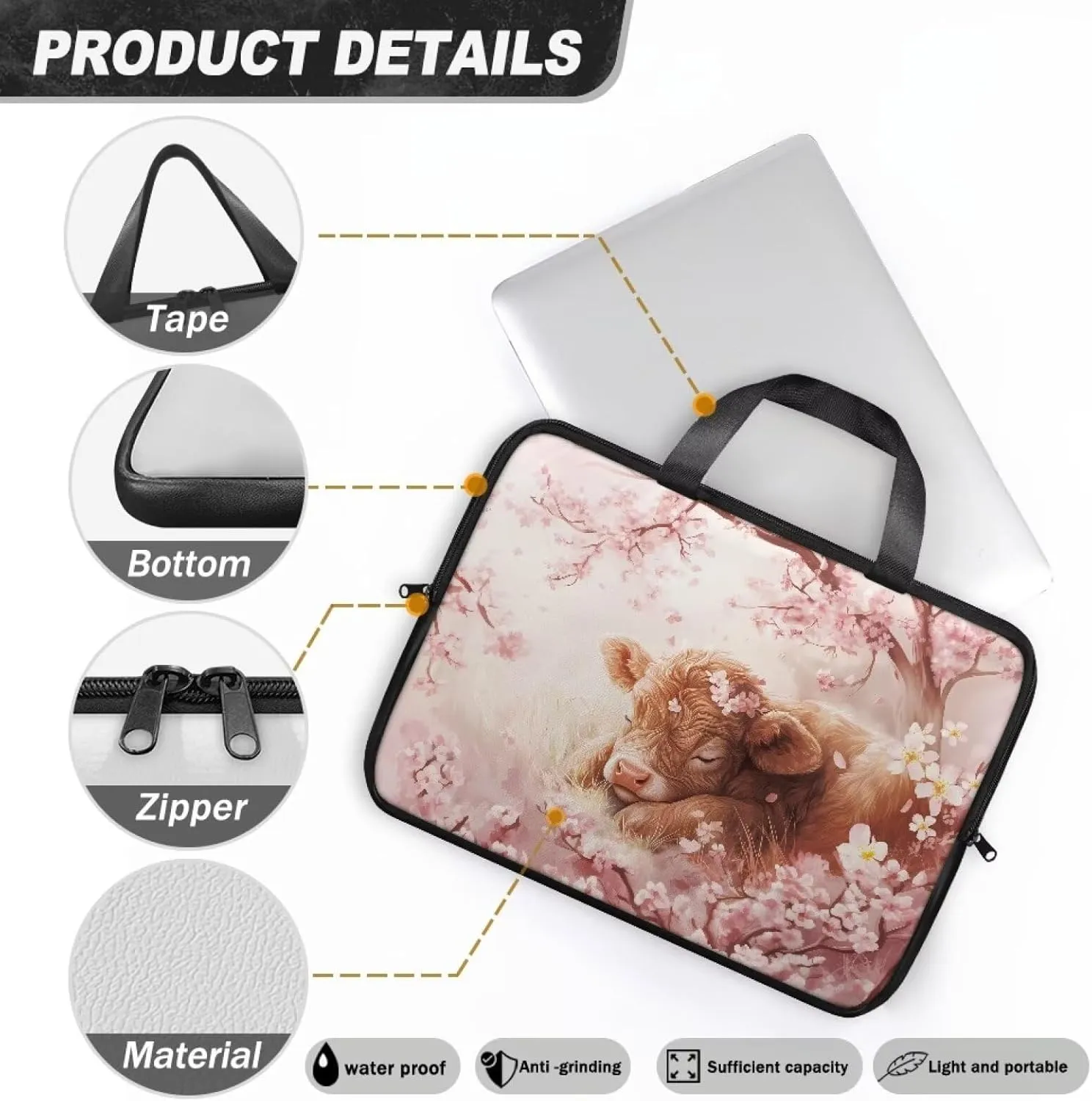 Laptop Bag for Kids Portable Computer Briefcase Leather Bag Water-Resistant Laptop Bag for Teen Boy