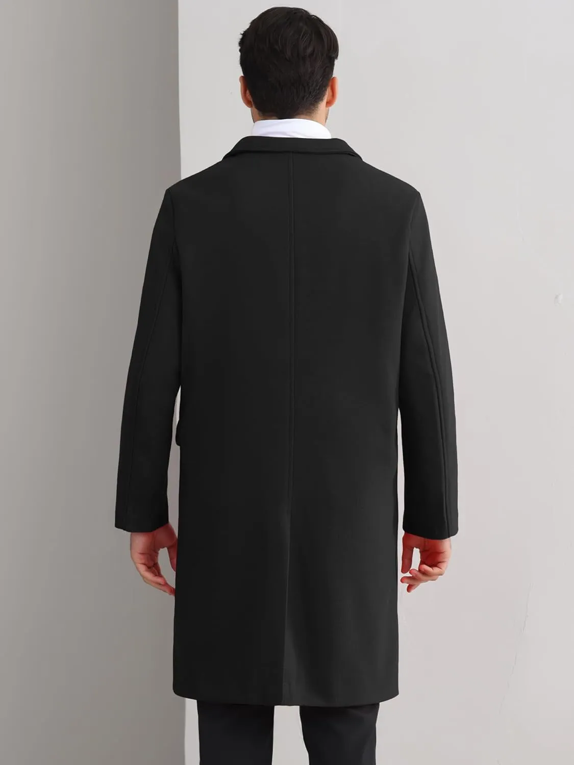 Lars Amadeus Overcoat for Men's Double Breasted Notched Collar Warm Winter Business Long Trench Coat with Pockets