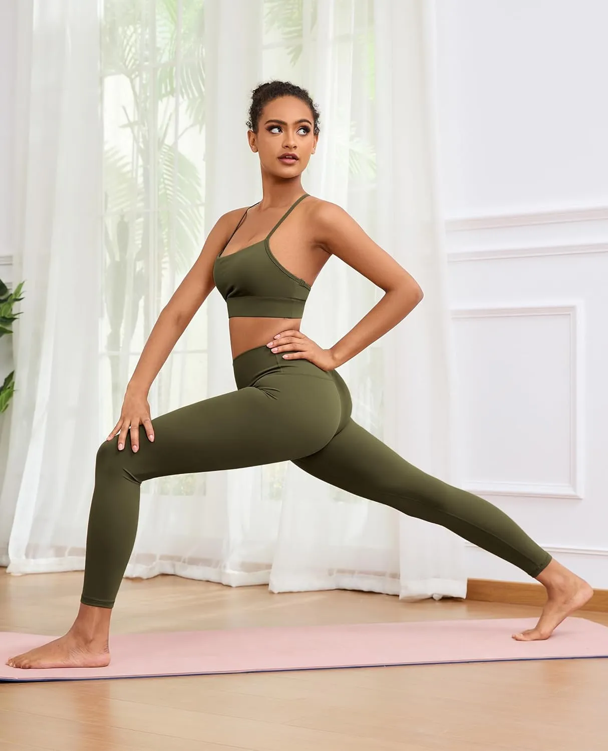 Leggings for Women Tummy Control High Waisted Yoga Pants Butt Lift No Front Seam Workout Pants