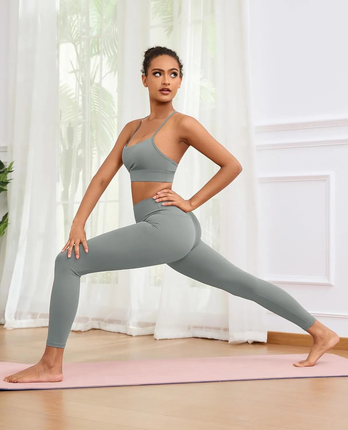 Leggings for Women Tummy Control High Waisted Yoga Pants Butt Lift No Front Seam Workout Pants