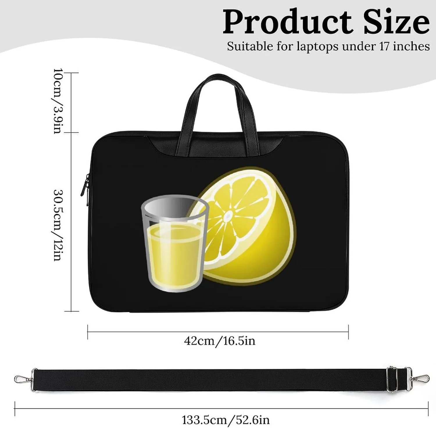 Lemon Water Leather Bag Laptop Case Slim Water Resistant Computer Bags with Handle Briefcase for Work