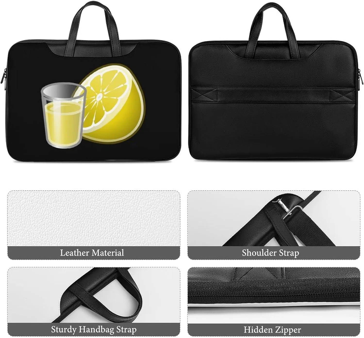 Lemon Water Leather Bag Laptop Case Slim Water Resistant Computer Bags with Handle Briefcase for Work