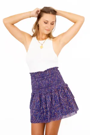 Lennon Smocked Mini Skirt (Paisley Garden)