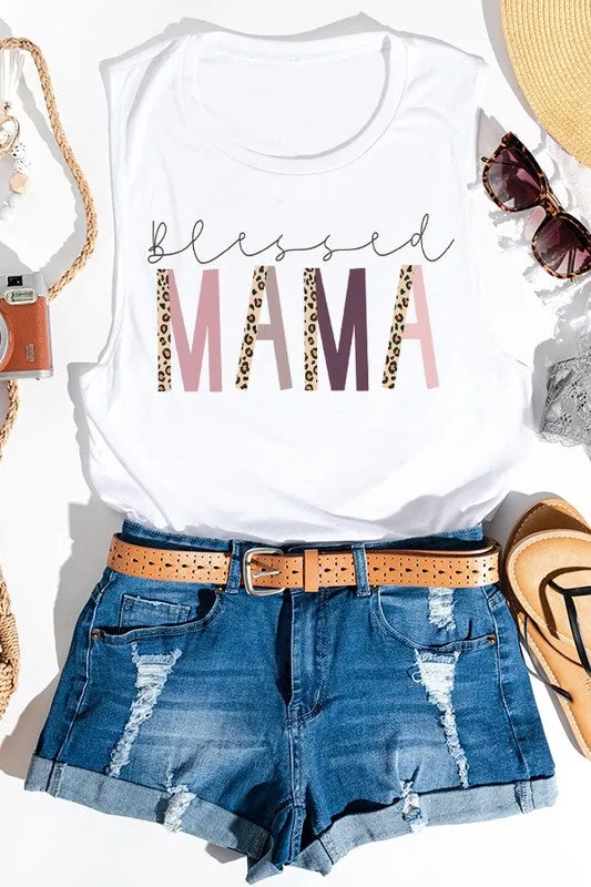 Leopard Blessed Mama Tank Top