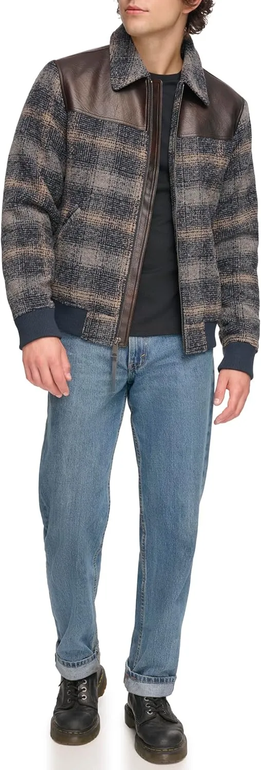 Levi's Men's Mixed Media Western Plaid Bomber Jacket