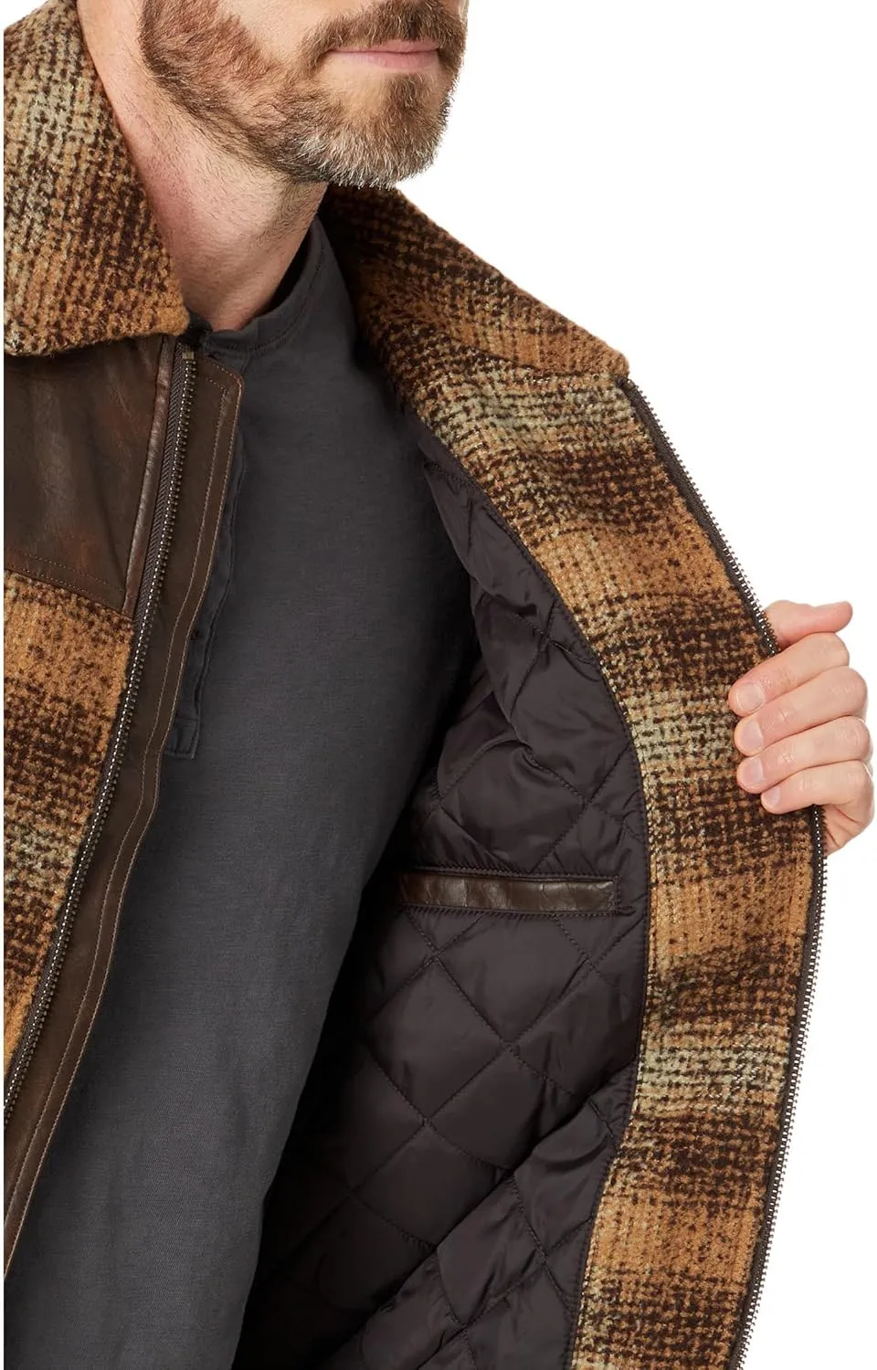 Levi's Men's Mixed Media Western Plaid Bomber Jacket