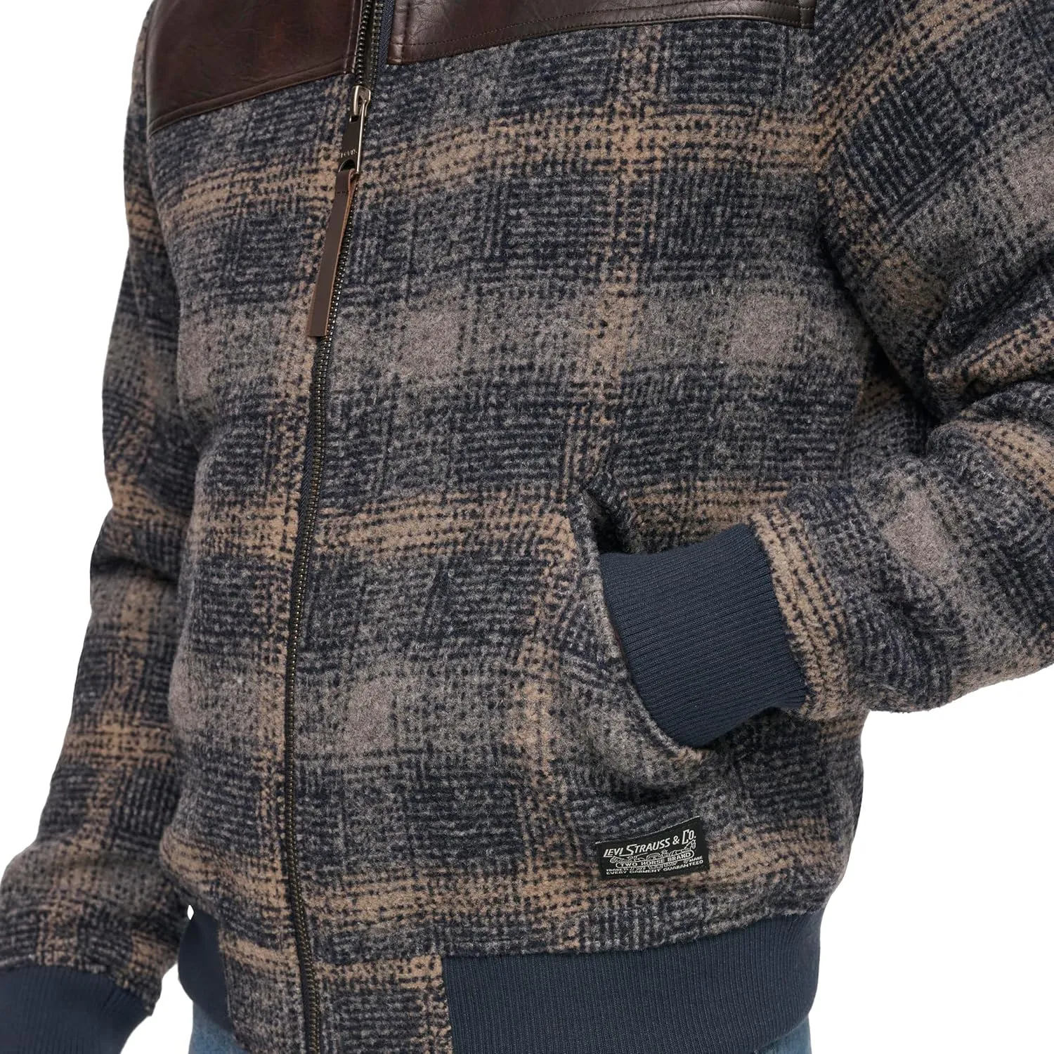 Levi's Men's Mixed Media Western Plaid Bomber Jacket