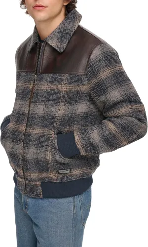 Levi's Men's Mixed Media Western Plaid Bomber Jacket
