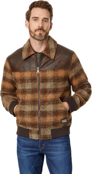 Levi's Men's Mixed Media Western Plaid Bomber Jacket