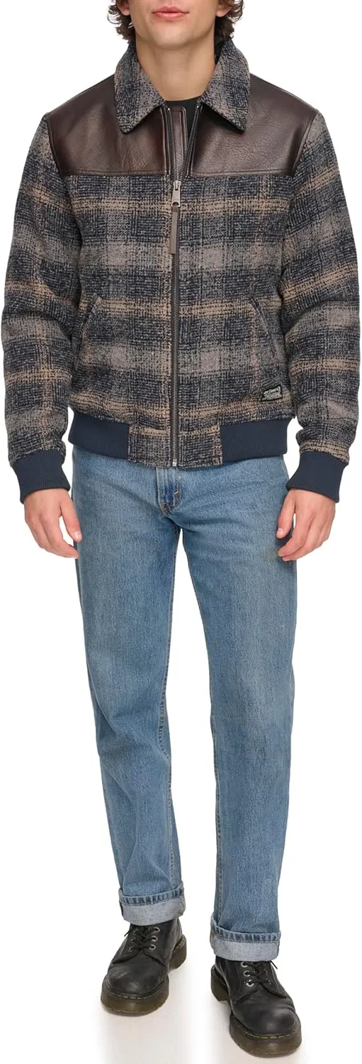 Levi's Men's Mixed Media Western Plaid Bomber Jacket
