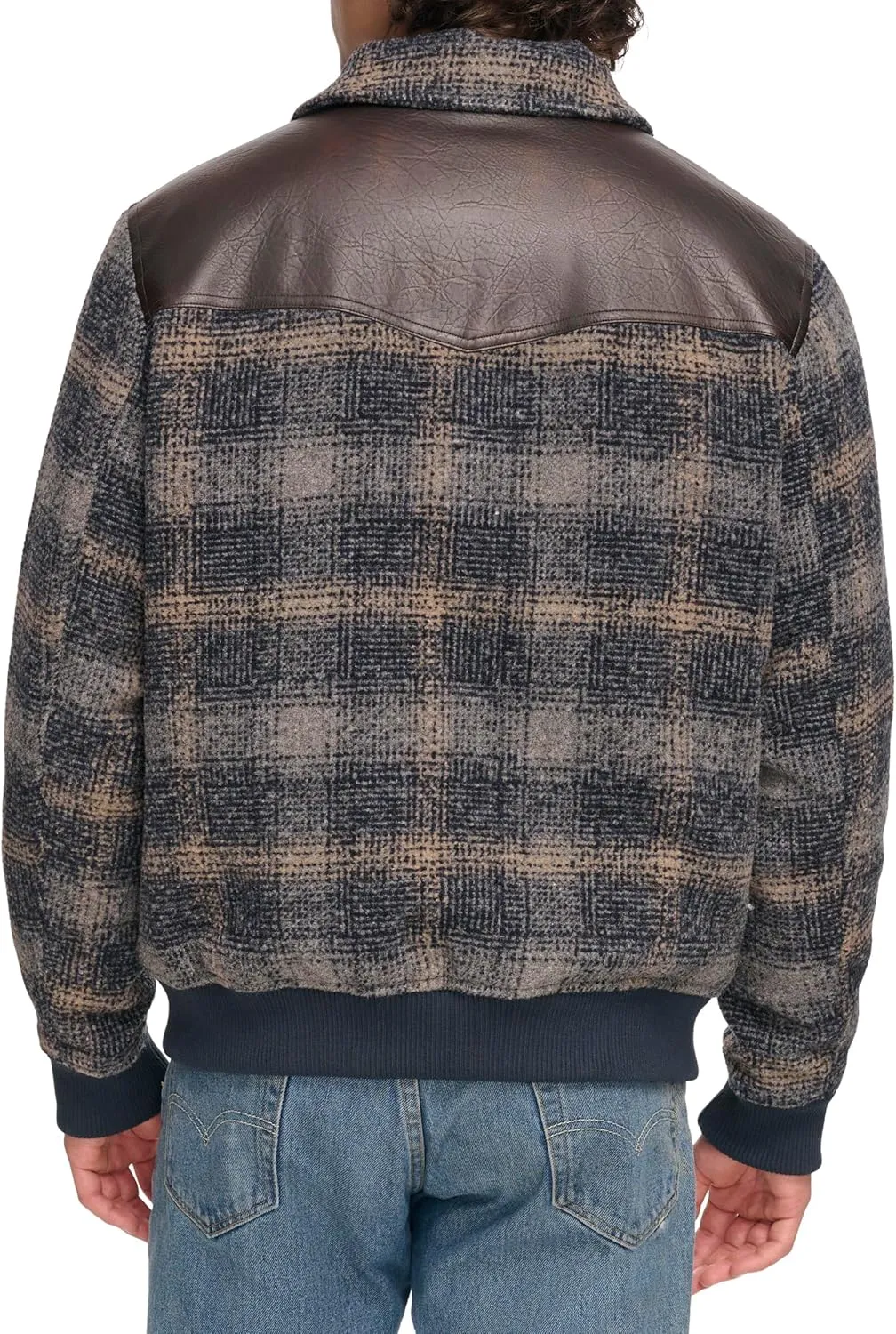 Levi's Men's Mixed Media Western Plaid Bomber Jacket