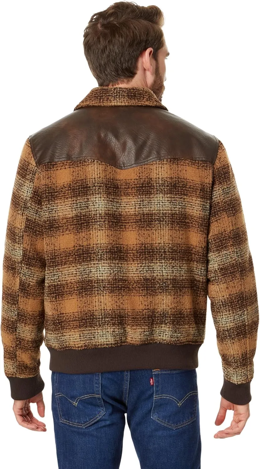 Levi's Men's Mixed Media Western Plaid Bomber Jacket