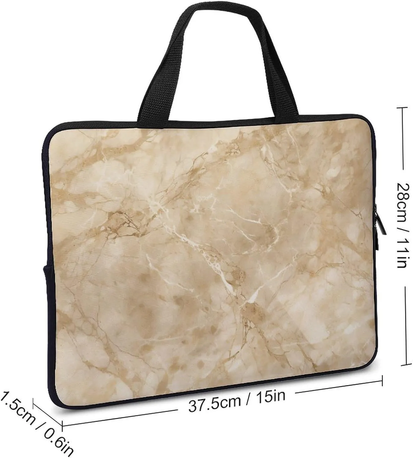 Light Beige Marble Laptop Bag Durable Laptop Sleeve Water-Resistant Notebook Bag for Computer Or Tablet