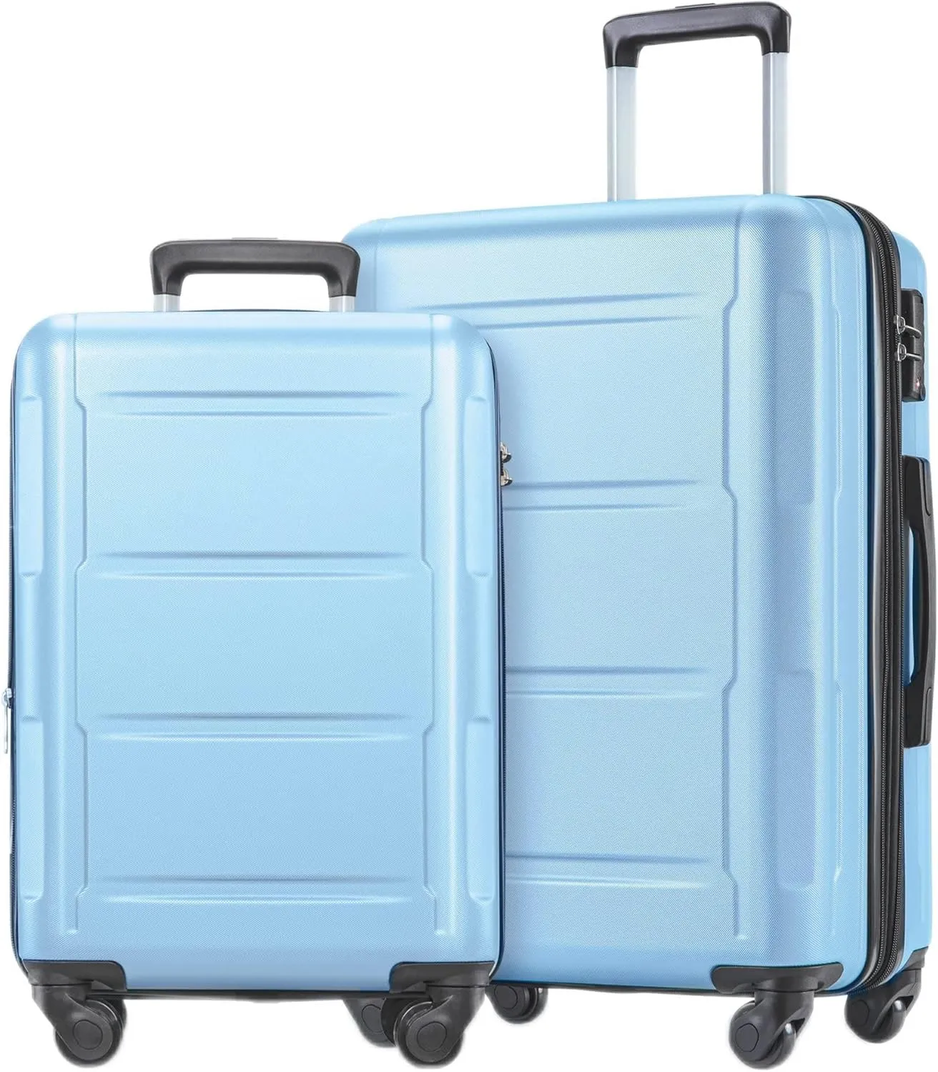 Lightweight Expandable Spinner Wheel Luggage Set, 20in & 24in, Durable ABS Material, Light Blue