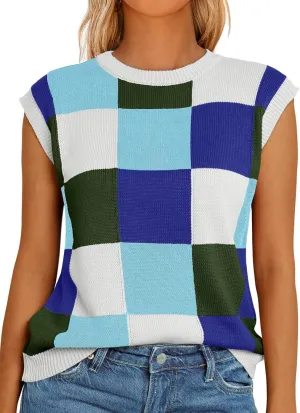 LILLUSORY Womens Tops Sweaters Vest Summer Tank Fall Outfits Fashion Clothes Cute Teacher Sleeveless Knit Shirts Trendy 2025