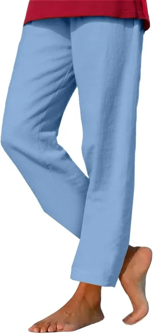Linen Pants for Women 2025 Summer Casual Straight Loose High Waisted Drawstring Elastic Pant Daily Beach Trouser